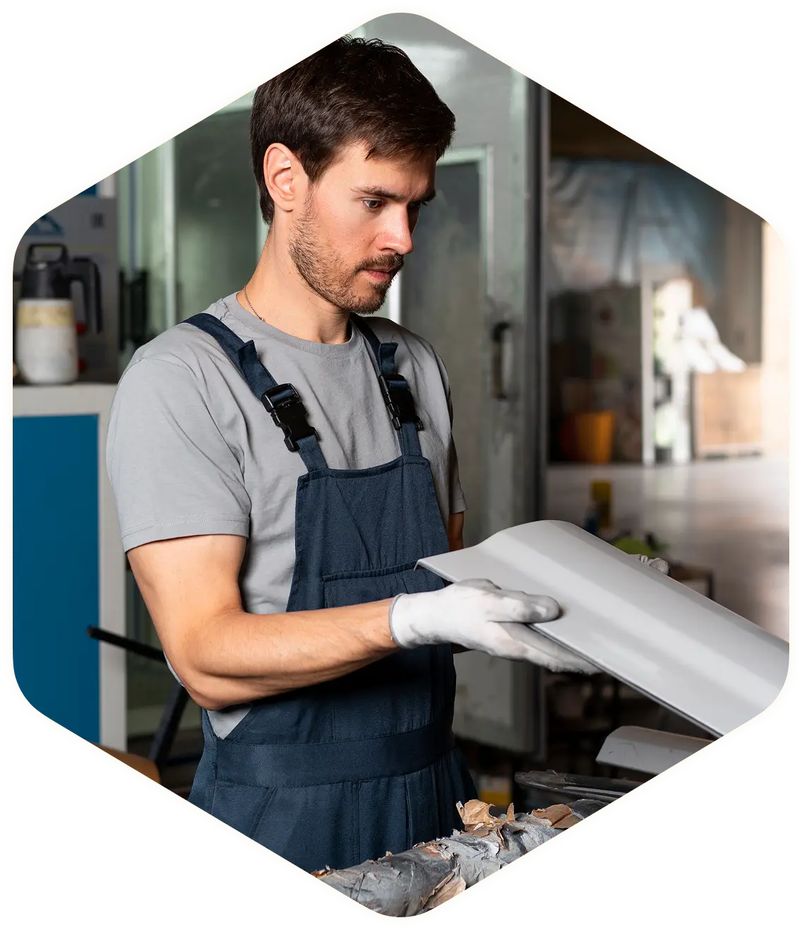 Technician working with HVAC equipment.